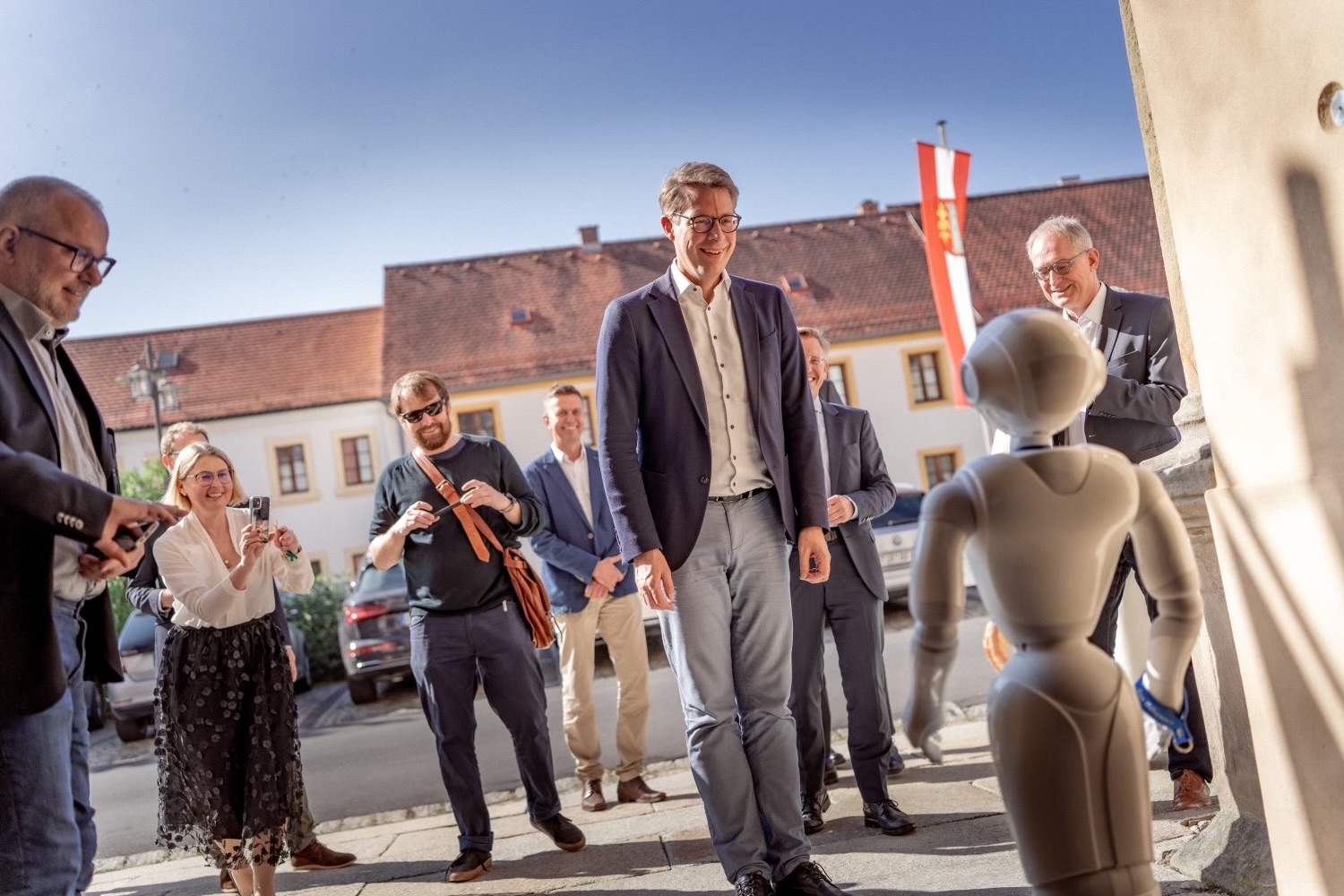 Staatsminister Blume visiting Kloster Speinshart